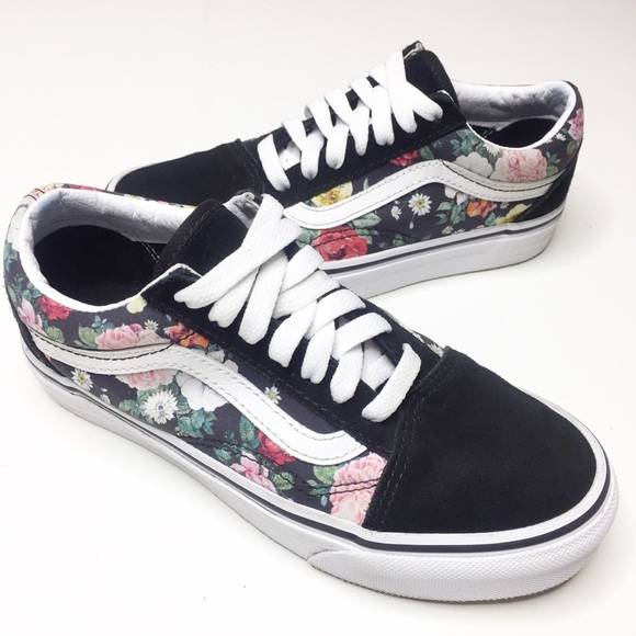 garden floral vans old skool